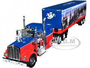 Kenworth W900A with 60 Sleeper and 40 Vintage Trailer John Wayne: Courage Dark Blue and Red