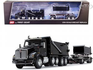 Kenworth T880 Quad-Axle Dump Truck and Rogue Transfer Tandem-Axle Dump Trailer Black