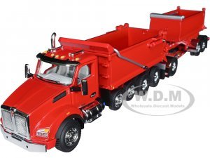 Kenworth T880 Quad-Axle Dump Truck and Rogue Transfer Tandem-Axle Dump Trailer Viper Red