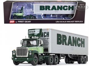 Ford LT-9000 Day Cab with Vintage 40 Dry Goods Tandem-Axle Trailer Green Branch Motor Express