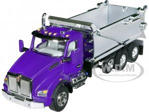 Kenworth T880 Day Cab with Rogue Transfer Dump Body Truck Purple and Chrome
