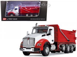 Kenworth T880 Day Cab with Rogue Transfer Dump Body Truck White and Viper Red