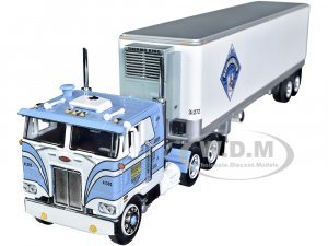 Peterbilt 352 COE 86 Sleeper and 40 Vintage Refrigerated Trailer Refrigerated Transport Co. Light Blue and White Fallen Flag Series