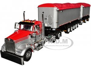 Kenworth W900L Day Cab and East Michigan Series 31 and 20 End Dump Trailers Viper Red and Silver