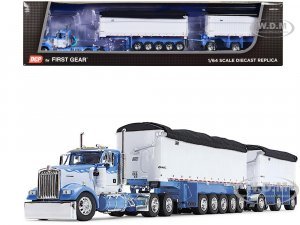 Kenworth W900L Day Cab and East Michigan Series 31 and 20 End Dump Trailers Wisteria Blue and White