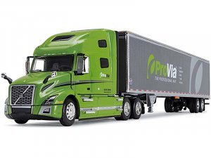 Volvo VNL 760 High-Roof Sleeper & 53 ProVia Utility Trailer with Roll-up Rear Door Green