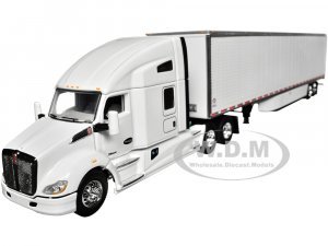 Kenworth T680 with 76 High Roof Sleeper and 53 Smooth Sided Dry Goods Trailer White