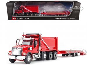 Western Star 49X Truck with Ox Bodies Dump & Beaver Tail Trailer Viper Red