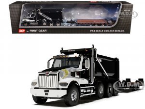 Western Star 49X Truck with Ox Bodies Dump & Beaver Tail Trailer Black with White Graphics