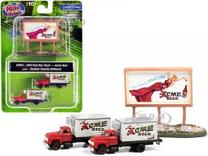 1954 Ford Box Truck 2 pieces Red and White with Country Billboard Acme Beer 1/160 (N) Scale Models by Classic Metal Works