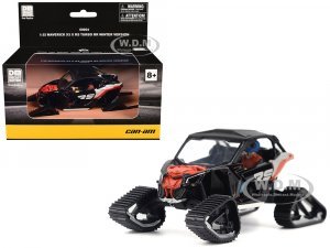 Can-Am Maverick X3 X RS Turbo RR Winter Version Chalk Gray and Magma Red with Driver Figure