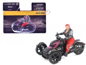 Can-Am Ryker 3-Wheel Motorcycle Pink Punk and Black with Driver Figure