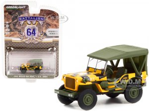 1943 Willys MB Jeep Yellow and Black with Green Top Follow Me U.S. Army Battalion 64 Release 1