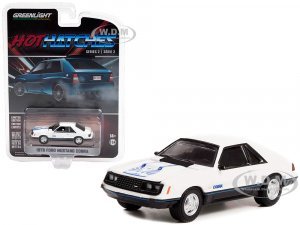 1979 Ford Mustang Cobra White with Medium Blue Glow Graphics Hot Hatches Series 2