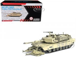 United States M1A2 SEP (System Enhancement Package) Abrams Tank with Mine Plow (Travel Mode) #132 Absolute Death United States Army Desert Sand NEO Dragon Armor Series Plastic Model by Dragon Models