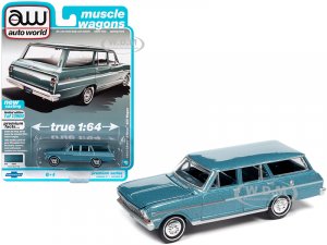 1963 Chevrolet II Nova 400 Station Wagon Azure Aqua Blue Metallic Muscle Wagons