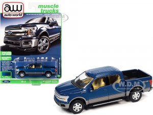 2019 Ford F-150 Lariat 4x4 Pickup Truck Blue Jeans Metallic and Magnetic Gray Muscle Trucks