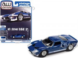 1965 Ford GT40 MK1 Blue Metallic with White Stripes Vintage Muscle