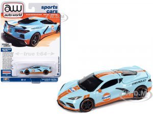 2022 Chevrolet Corvette Light Blue with Orange Stripes Gulf Oil Sports Cars