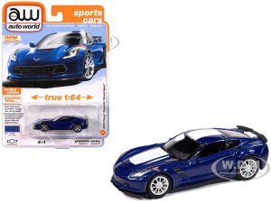 2018 Chevrolet Corvette Grand Sport Admiral Blue with White Stripe Sports Cars Series