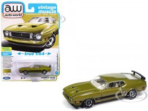 1973 Ford Mustang Mach 1 Bright Green Gold Metallic with Black Stripes Vintage Muscle Series