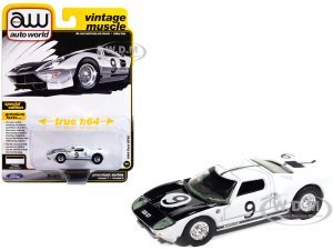 1964 Ford GT40 #9 White with Black Hood and Stripes Vintage Muscle Series