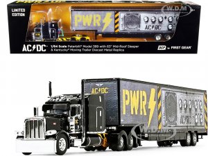Peterbilt 389 63 Mid-Roof Sleeper Cab with Kentucky Moving Trailer AC/DC Power Up Black
