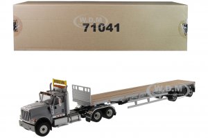 International HX520 Tandem Tractor Light Gray with 53 Flat Bed Trailer Transport Series