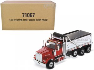 Western Star 4900 SF Dump Truck Red and Silver