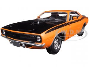 1970 Plymouth Cuda Orange with Black Hood and Stripes 1/25