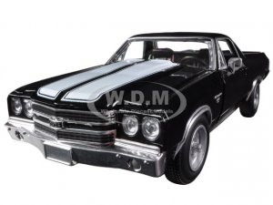 1970 Chevrolet El Camino SS Black with White Stripes Muscle Car Collection 1/25