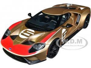 Ford GT Heritage Edition #5 Holman Moody Gold Metallic with Red and White Graphics