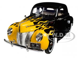 1940 Ford Deluxe Black with Yellow Flames Timeless Classics