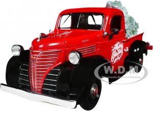 1941 Plymouth Pickup Truck Red and Black Merry Christmas with Tree Accessory