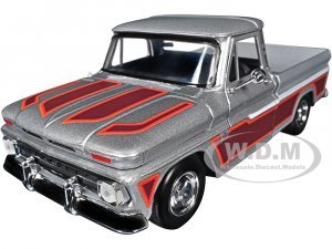 1966 Chevrolet C10 Fleetside Pickup Truck Silver Metallic with Brown Sides American Classics Series