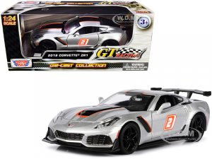 2019 Chevrolet Corvette ZR1 #2 Silver with Black and Orange Stripes GT Racing Series