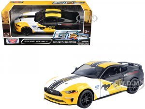 2018 Ford Mustang GT #38 White and Matt Black with Yellow Graphics GT Racing Series