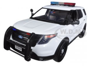 2015 Ford Police Interceptor Utility White with Flashing Light Bar and Front and Rear Lights and 2 Sounds