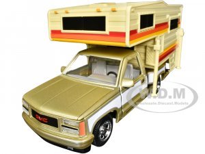 1992 GMC Sierra GT Pickup Truck Gold Metallic with White Sides with Camper Shell American Classics Series