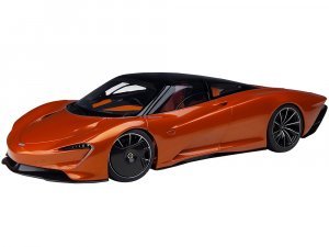 McLaren Speedtail Volcano Orange Metallic with Black Top and Suitcase Accessories