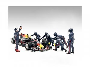 Formula One F1 Pit Crew 7 Figure Set Team Blue Release III for  Scale Models by American Diorama
