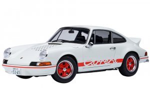 Porsche 911 Carrera 2.7 RS The Circuit Wolf White with Red Stripes and Wheels with Hood Graphics