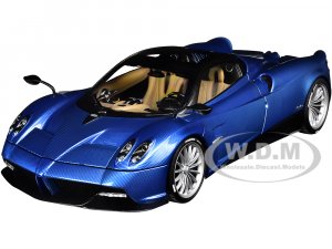 Pagani Huayra Roadster Blue Tricolore Carbon Fiber with Black Top with Luggage Set