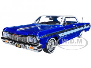 1964 Chevrolet Impala Lowrider Hard Top Candy Blue Metallic with Cream Top Get Low Series