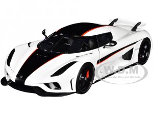Koenigsegg Regera White with Black Carbon and Red Stripes