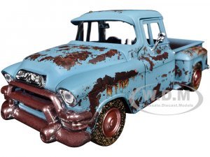 1955 GMC Blue Chip Pickup Truck Matt Blue (Rusted) Weathered Treasures Series