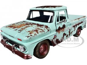 1966 Chevrolet C10 Fleetside Pickup Truck Light Green (Rusted) Weathered Treasures Series