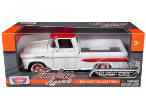1958 Chevrolet Apache Fleetside Pickup Truck White with Red Top Timeless Legends Series
