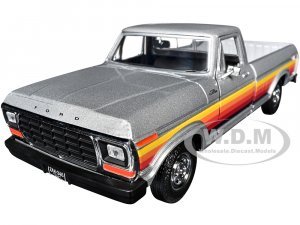 1979 Ford F-150 Custom Pickup Truck Silver Metallic with Side Stripes American Classics Series