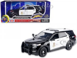 2015 Ford Police Interceptor Utility Black and White Los Angeles Police Department (LAPD) with Flashing Light Bar and Front and Rear Lights and Sounds
